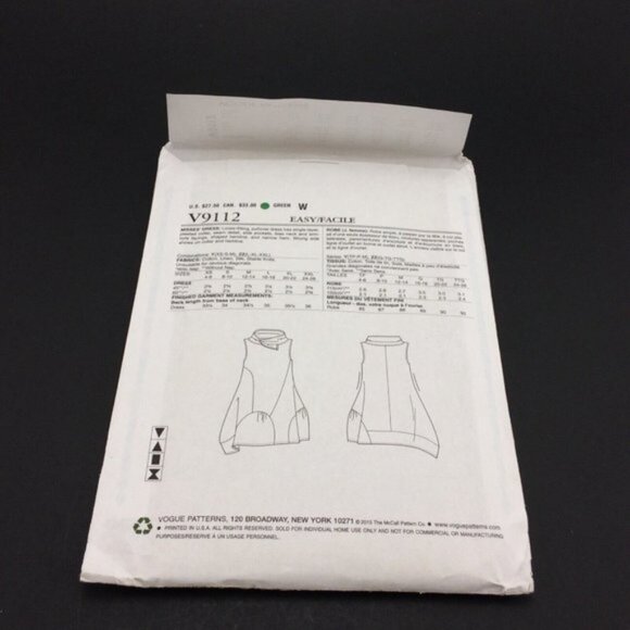 Vogue 9112 Marcy Tilton Cirque Dress Pattern Lrg Xlg Xxl Uncut Asymmetrical Easy - Picture 2 of 10